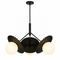 Alora Mood CH501334MBOP Plume 34-Inch Chandelier in Matte Black Finish with Matte Opal Glass Globes