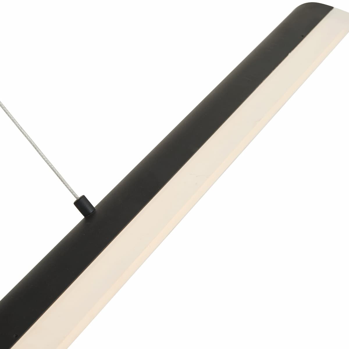 Modern Abra Eros pendant fixture with two curved acrylic light bars for contemporary kitchen island and statement lighting