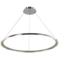 Abra Saturn 10011PN contemporary 36-inch pendant featuring dual illuminated rings with integrated LED lighting