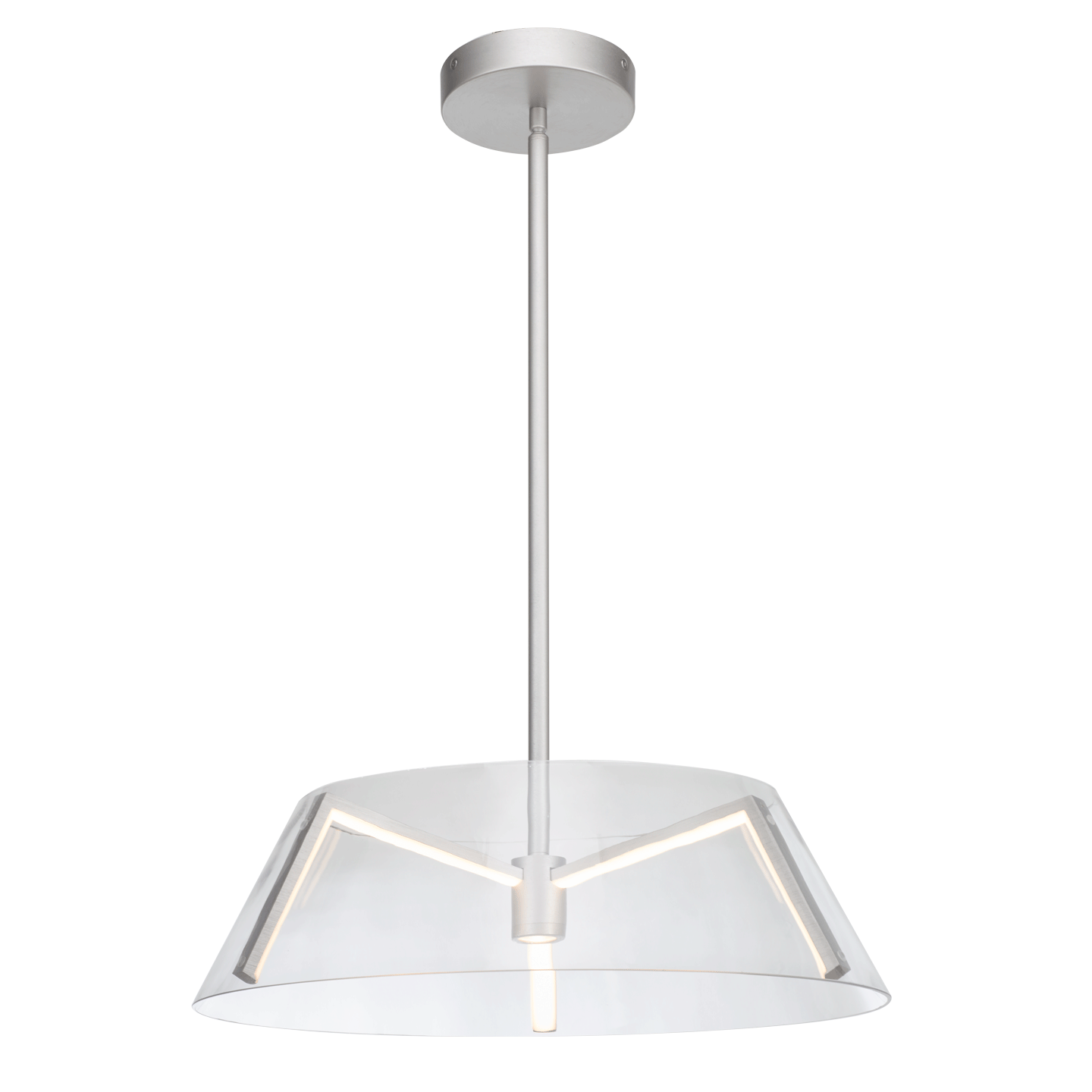 Abra Talon Clear Glass and LED Claw Pendant Brushed Nickel