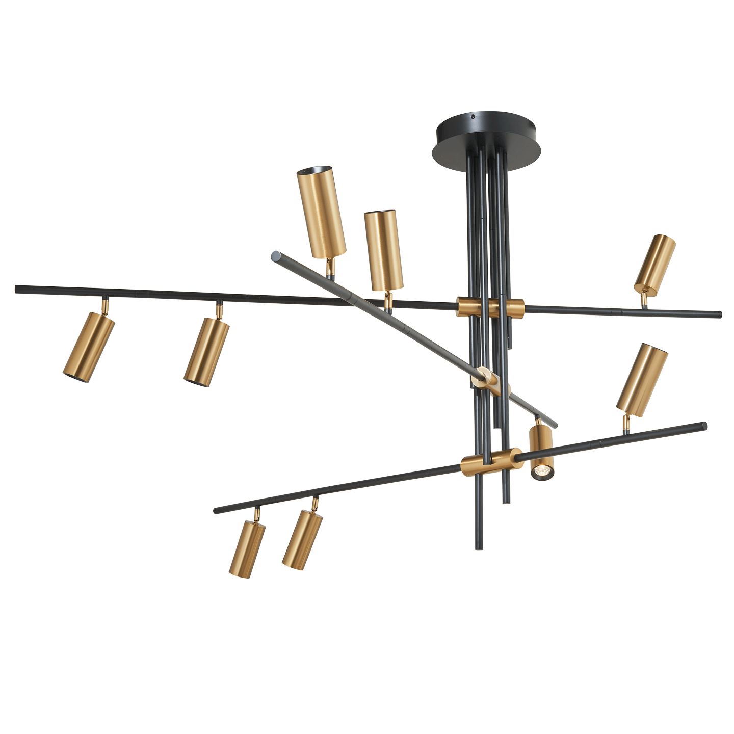 Abra Spartan 9-Light Cylinder Spotlight Pendant Matte Black.Gold