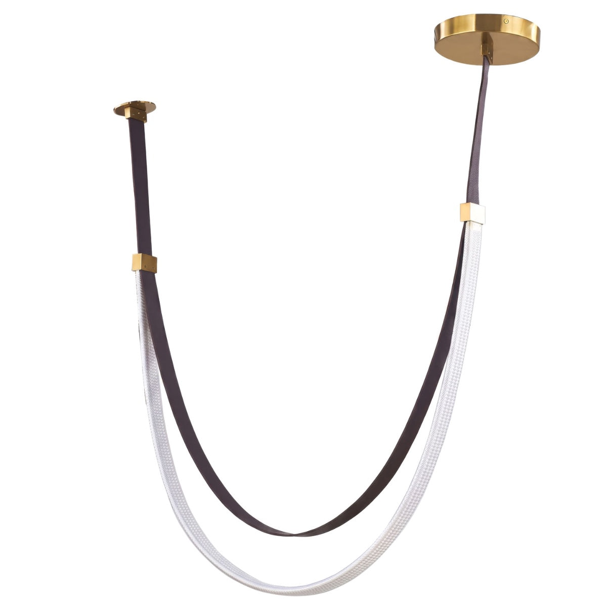 Abra Milkyway 10112PN pendant fixture featuring a 78-inch flat silicone light rope with decorative leather suspension