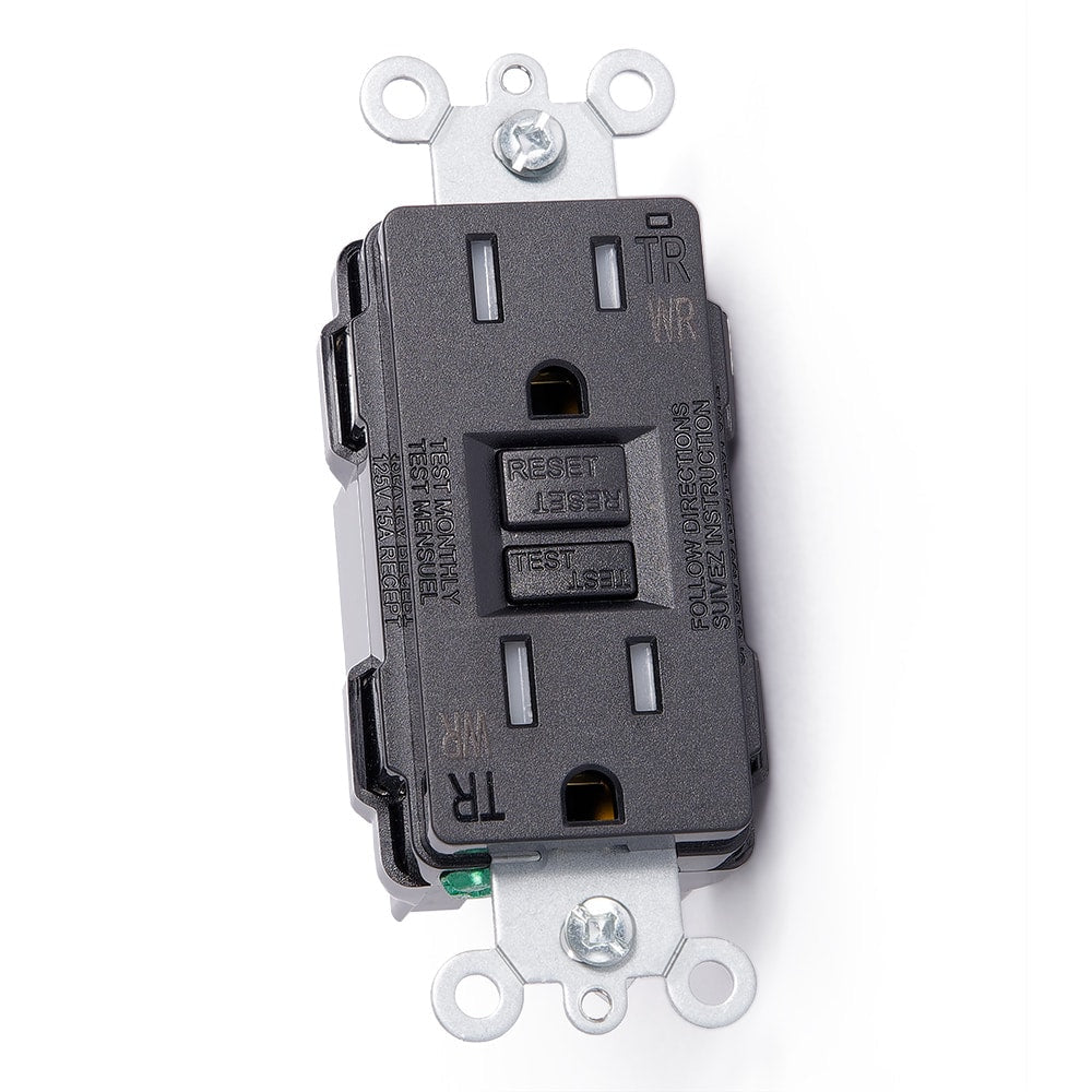 Lew Electric 15A-BK-GFI-IO Black receptacle
