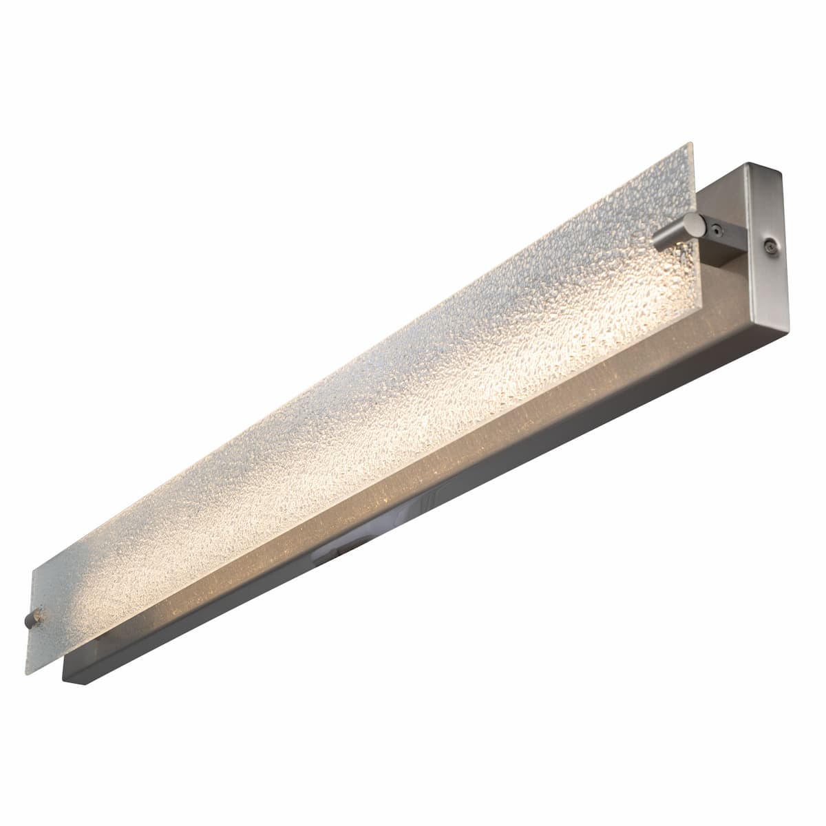 Modern Abra Blaze 40-inch LED vanity fixture with textured water glass flat panel for stylish bathroom mirror lighting
