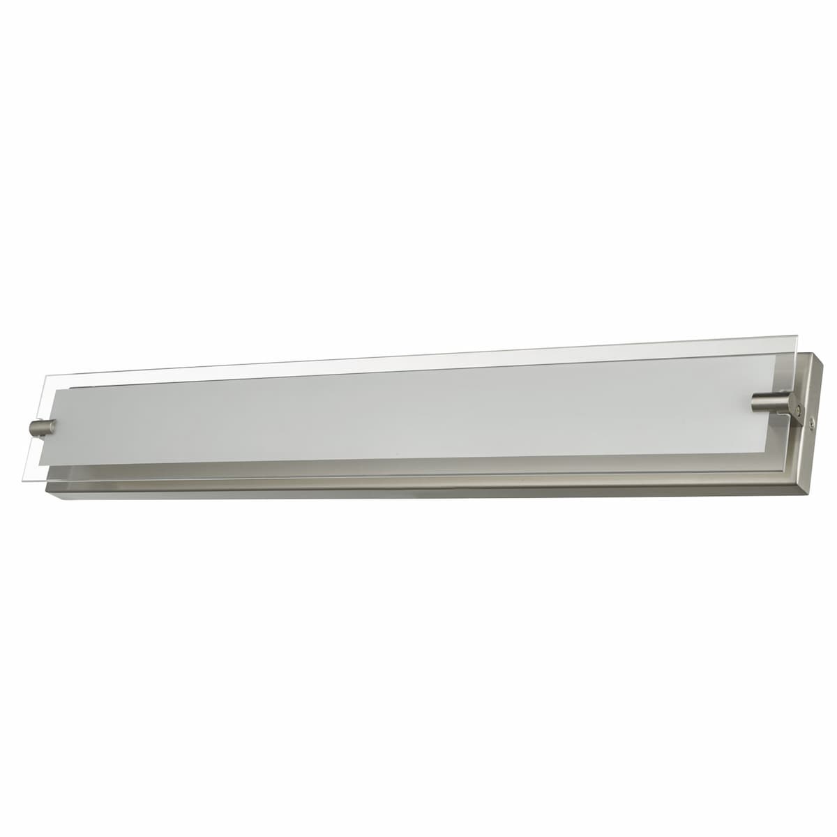 Modern Abra Blaze 29-inch vanity fixture with frosted edge glass panel and integrated dimmable LED for stylish mirror lighting