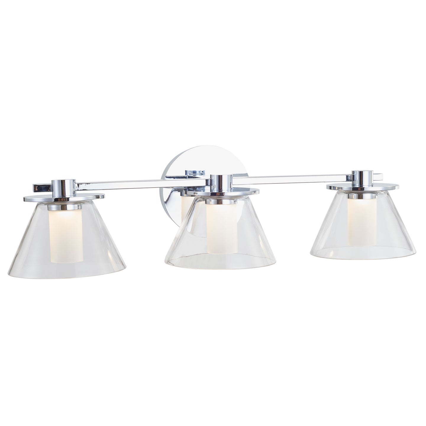 Abra Cone 3 Light Clear Glass Cones with Opal Glass Diffuser Chrome
