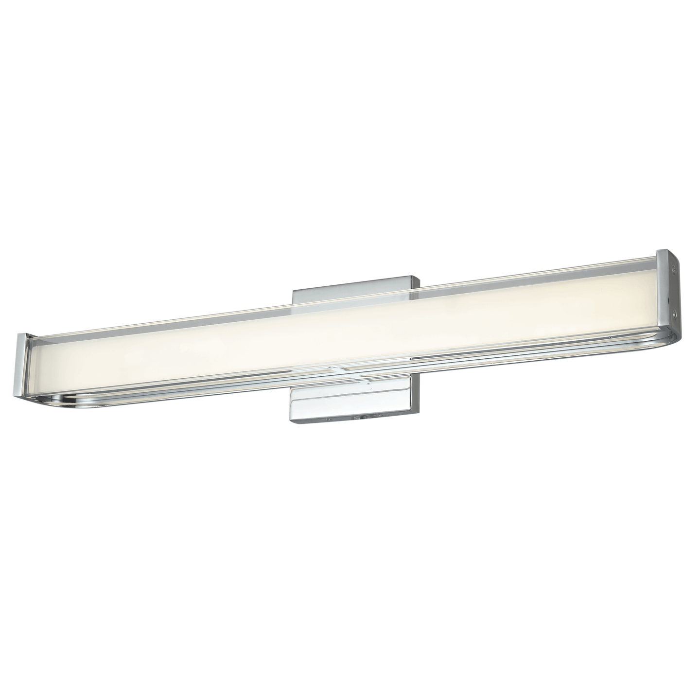 Abra Bend Curved Metal Vanity with Frosted Glass Diffuser Chrome