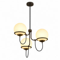 Alora Mood Alba CH458323MBOP 23-Inch 3-Light Chandelier in Matte Black with Opal Glass Shades