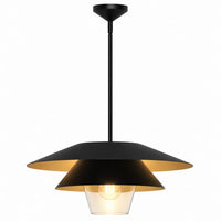 Alora Mood Tetsu PD475120MBCL 20-Inch Pendant Light in Matte Black Finish with Clear Glass Diffuser