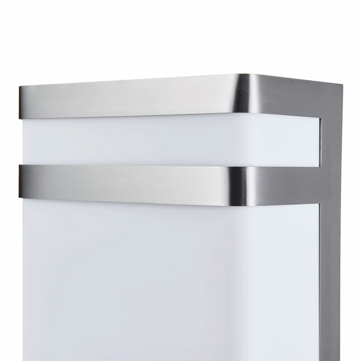 Modern Abra Sentinel stainless steel wall sconce designed for entryways, patios, facades, and wet location exteriors