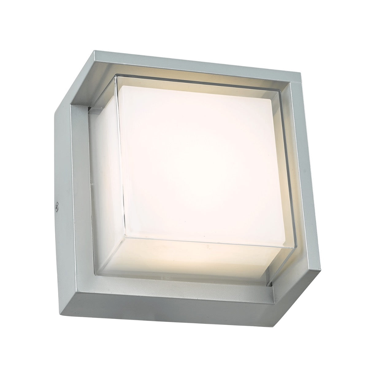 Abra Geo Square Hooded Wet Location Wall Sconce Silica