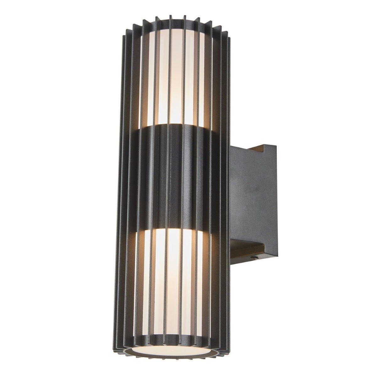 Abra Lava Two-Light Ribbed Outdoor Wall Sconce Matte Black