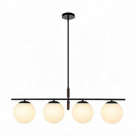 Alora Mood LP421437MBOP Zuri 37-Inch 4-Light Linear Pendant in Matte Black Finish with Matte Opal Glass Globes