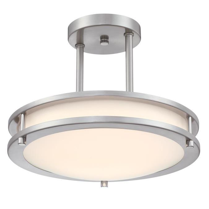 Westinghouse LED semi-flush mount light, brushed nickel, with acrylic shade