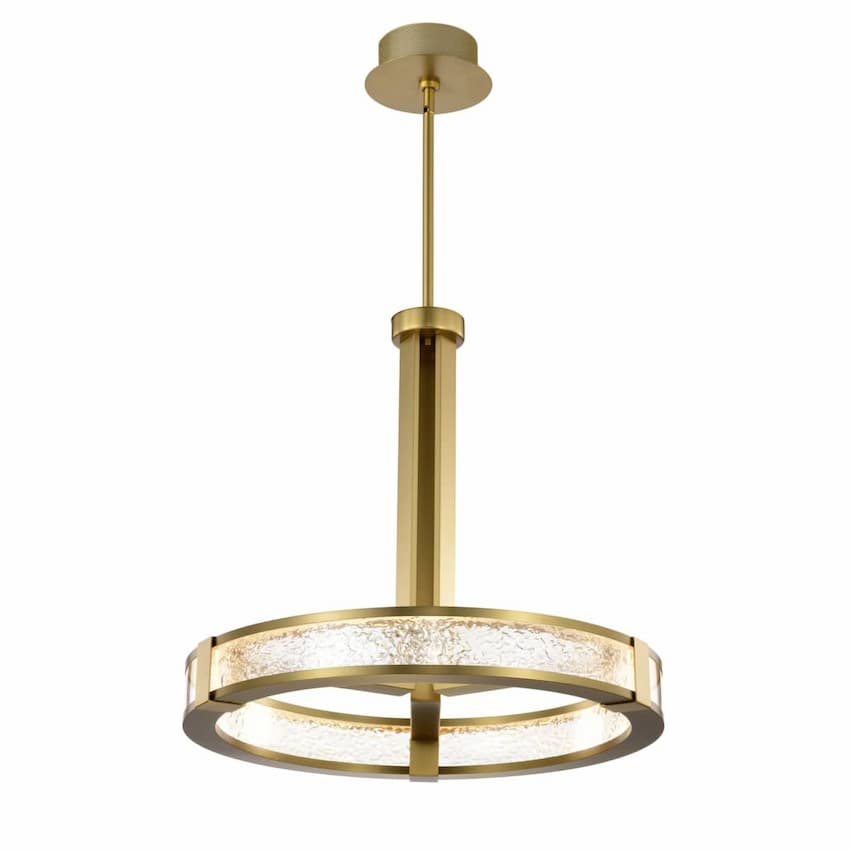 Nuvo Darrow 62-2013 24-inch LED pendant with vintage brass finish and decorative textured acrylic panels