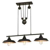 Westinghouse Lighting Iron Hill 6332500 3-light pendant with oil rubbed bronze finish and vintage industrial pulley design