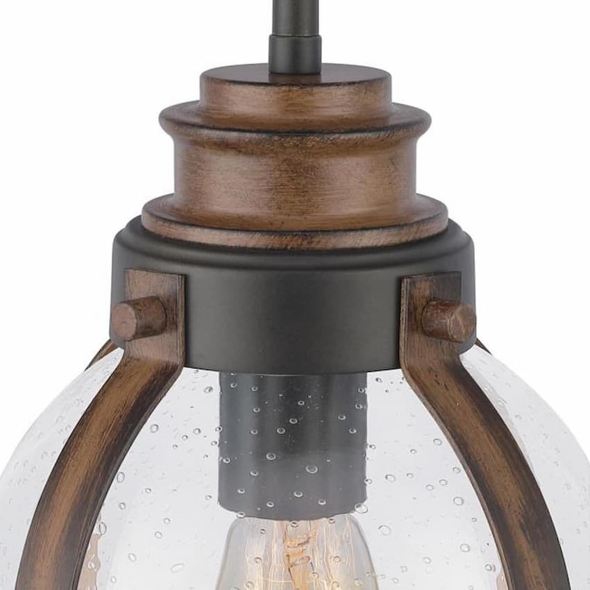 Westinghouse Cindy 6356300 single-light pendant with oil rubbed bronze and barnwood finishes, adjustable hanging rods and E26 medium-base socket