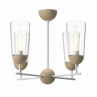 Alora Mood Emil CH542324AGWT 25-Inch 4-Light Chandelier in Aged Gold with Walnut Wood Finish and Clear Glass Shades