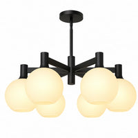 Alora Mood Castilla CH506230MBOP 29-Inch 6-Light Chandelier in Matte Black with Steel and Glass Construction
