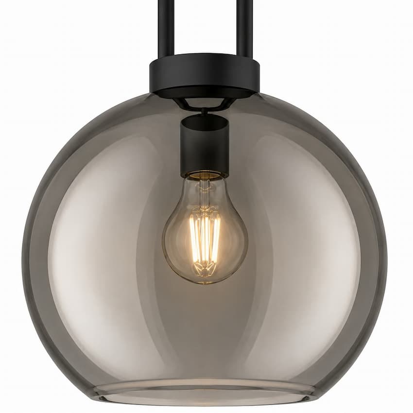 Alora Mood PD601710MBSM Soji Japandi Pendant Ceiling Light with Matte Black Finish, Smoked Solid Glass and Japanese Lantern-Inspired Design