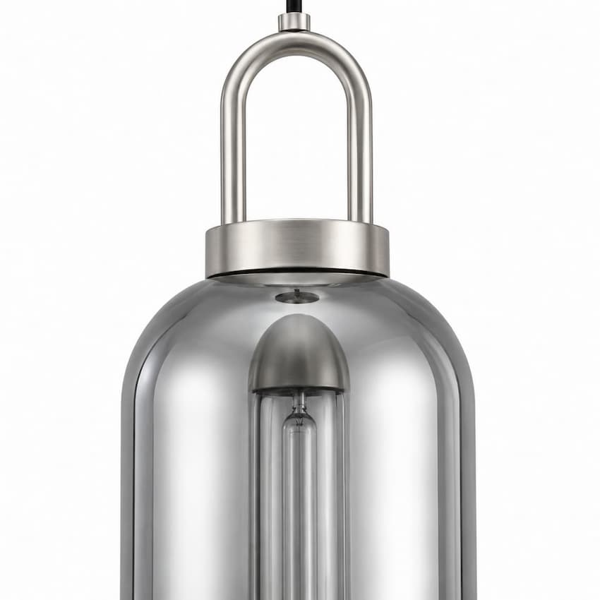 Alora Mood PD401505MBSM Soji Japanese Lantern-Inspired Pendant Ceiling Light with Matte Black Finish and Smoked Solid Glass Shade