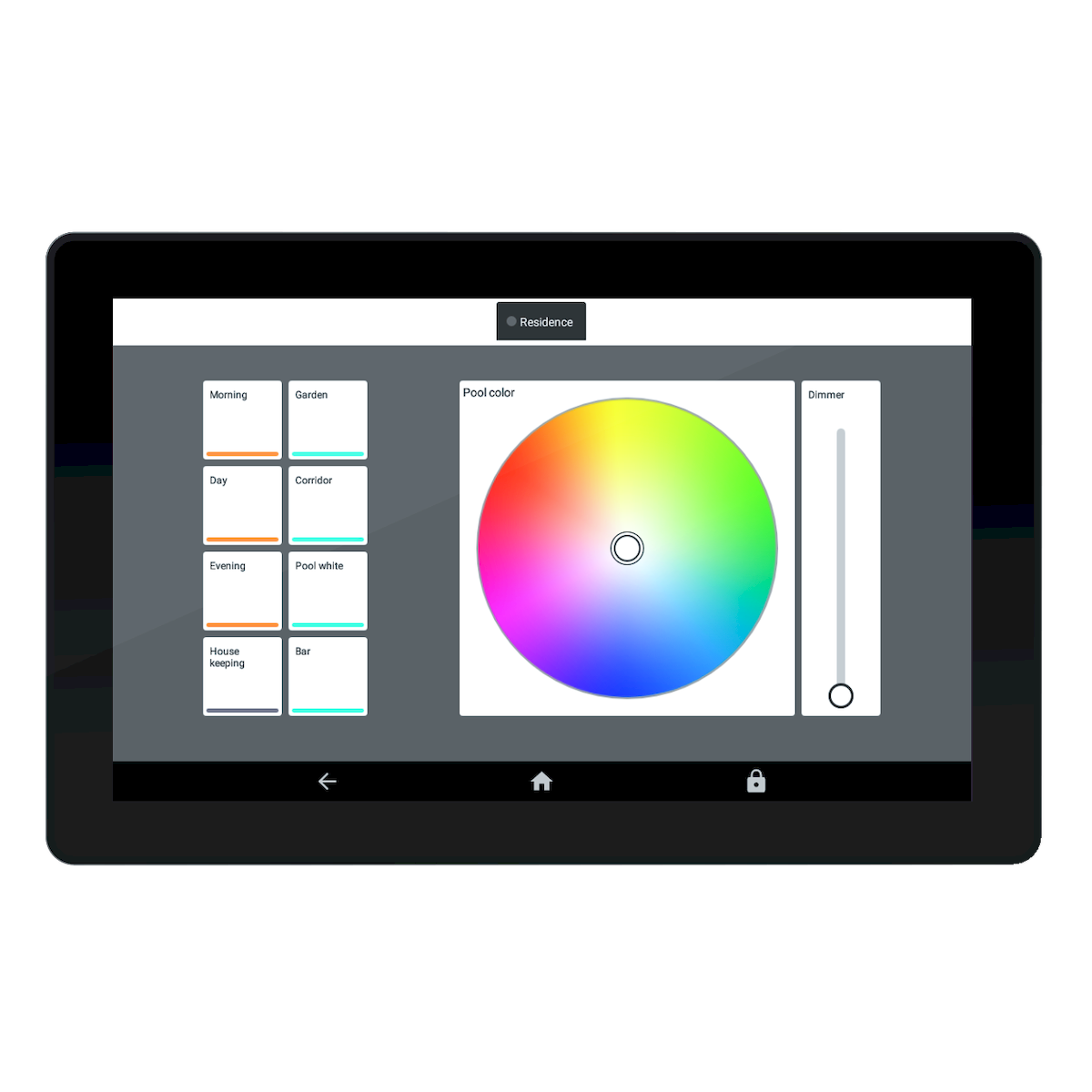 7" wall-mounted touch screen for remote control with built-in Ethernet and WiFi conections. Comes with pre-loaded Arcolis apps. - American Lighting AML-DMX-N-NATOUCH1