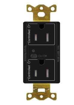Lutron Vive 15 A duplex receptacle in Black