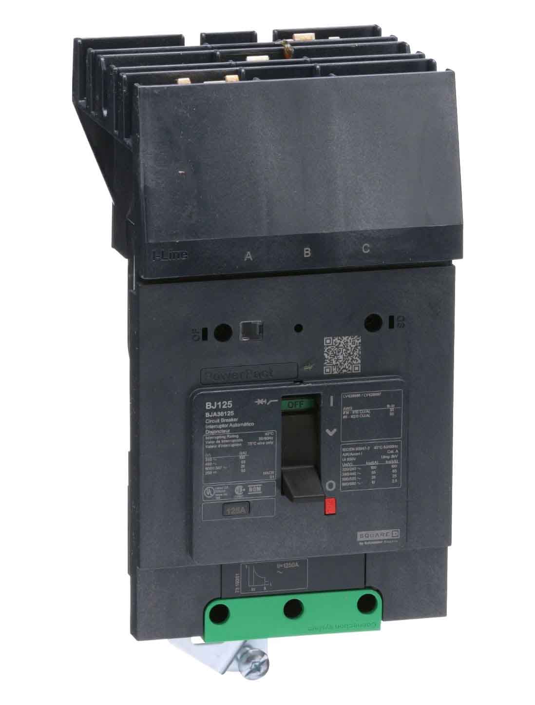 Square D 125A 3 Pole 600Y/347VAC Thermal Magnetic Circuit Breaker I-Line