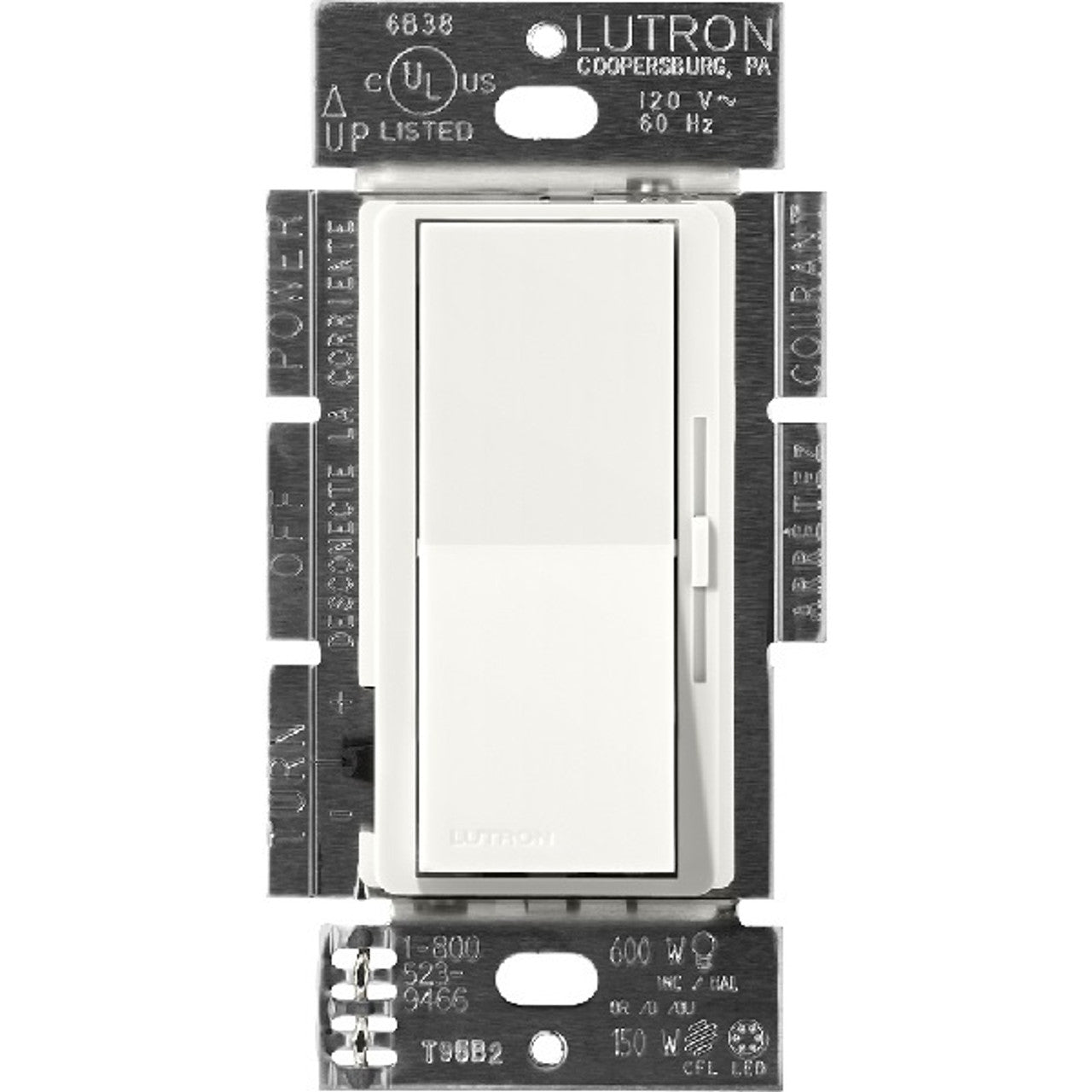 Lutron Diva dimmer switch in Glacier White