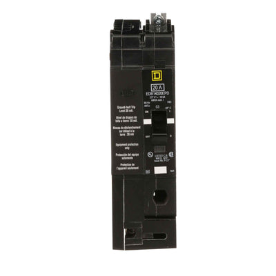 Square D 20A 1P 277V E-Frame Bolt-On GFCI Circuit Breaker, 18kAIC, Thermal Magnetic Trip, cULus IEC