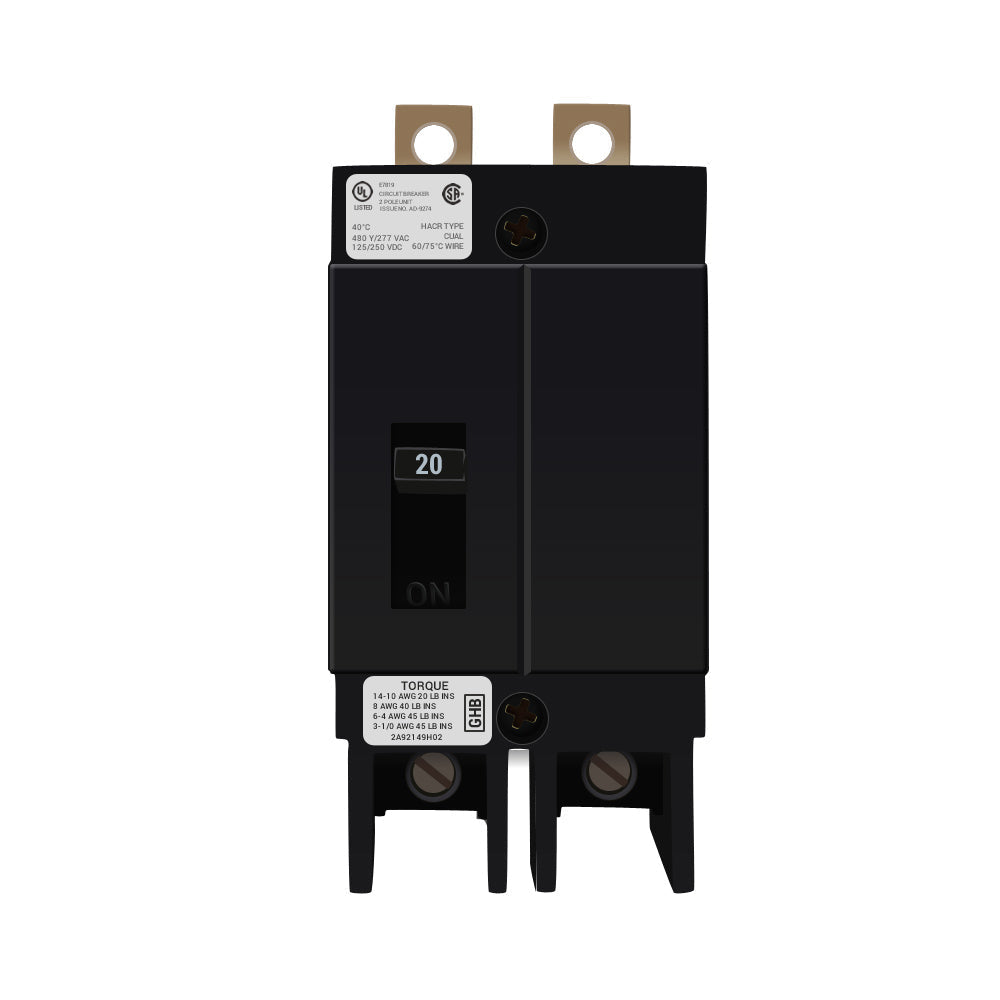 Cutler Hammer Bolt-on 480V 20A 2 pole circuit breaker 14kA@480V