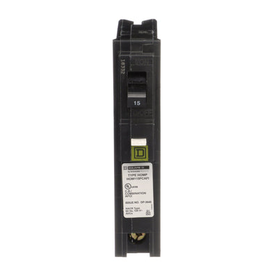 Square D Homeline 15 Amp 1 Pole 120V Plug-On Neutral Combination Arc Fault Circuit Breaker, 10kA Interrupt, HOM Series, UL Listed