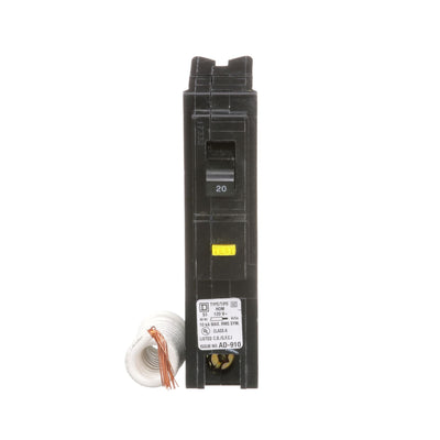 Square D Homeline 20 Amp 120V Single Pole GFCI Plug-In Circuit Breaker, 10 kA Interrupt Rating, UL Listed, HACR