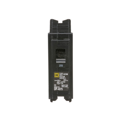 Square D 25A 120/240V 1-Pole Homeline Plug-In Circuit Breaker 10kA Interrupting Rating