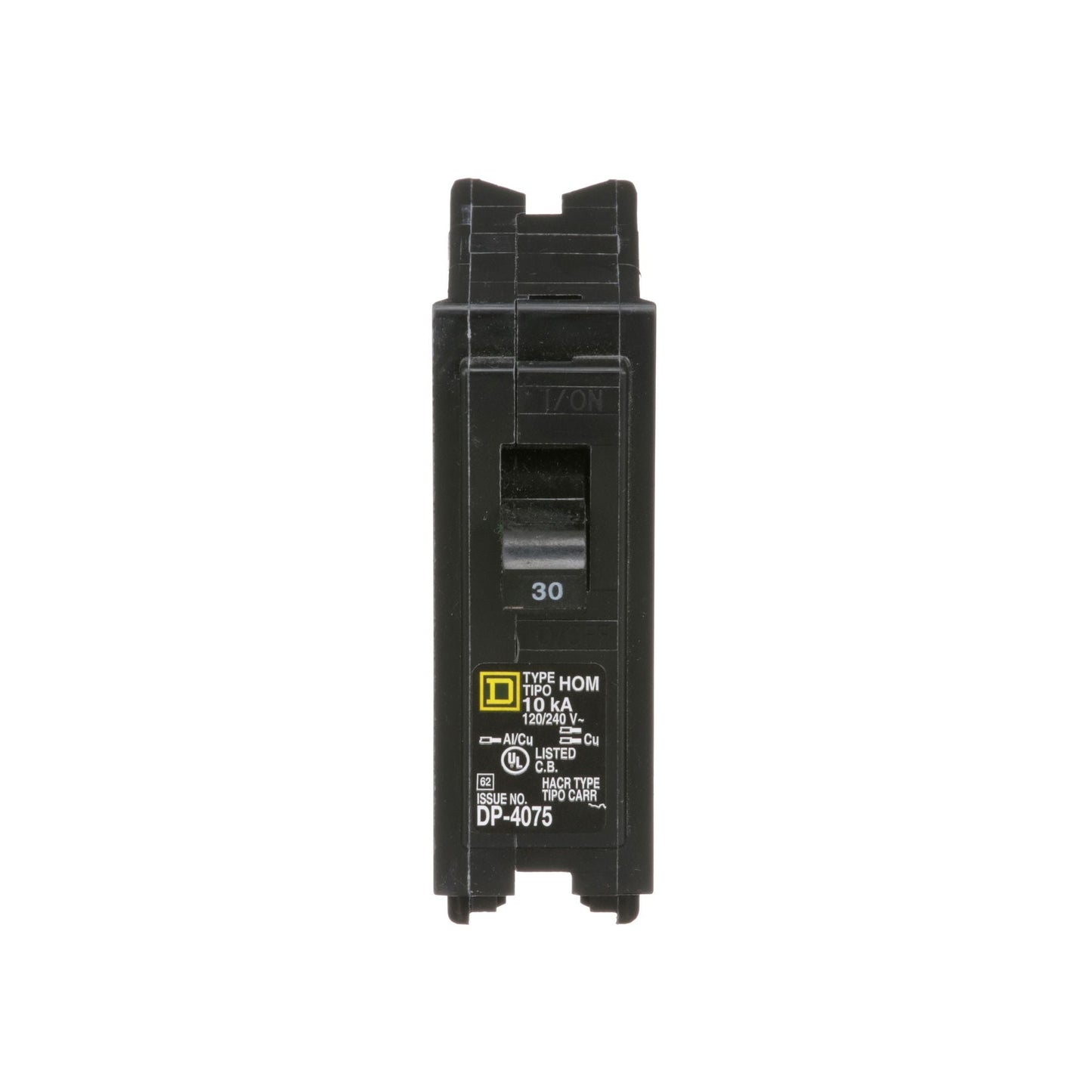 Square D 30 Amp 1 Pole 120/240 VAC Homeline Circuit Breaker Plug-On 10kA Interrupt