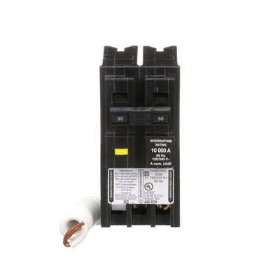 Square D Homeline 30 Amp 2 Pole 120/240V Plug-In GFCI Circuit Breaker, 10kA Interrupt, HOM Frame, Thermal Magnetic Trip, UL Listed