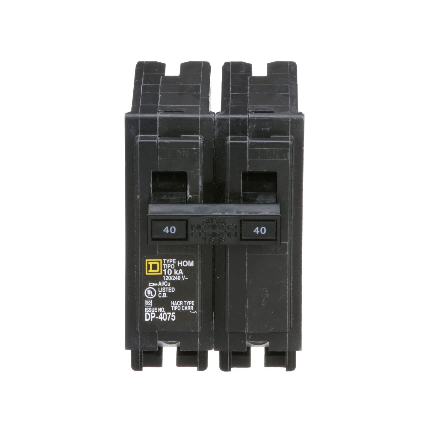 Square D 40 Amp 2 Pole 120/240V Homeline Circuit Breaker Plug-In 10kA Interrupt Rating