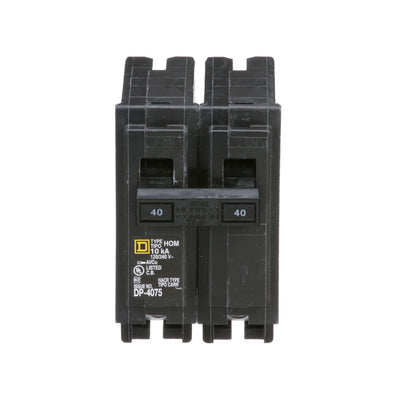 Square D 40 Amp 2 Pole 120/240V Homeline Circuit Breaker Plug-In 10kA Interrupt Rating