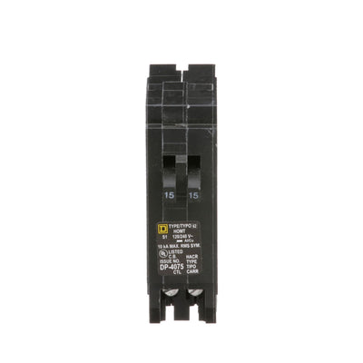 Square D 15A 120/240V 1-Pole Tandem Plug-On Circuit Breaker 10kA Homeline