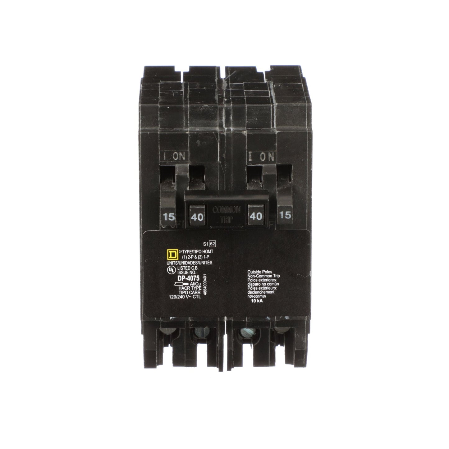 Square D Homeline 40 Amp 240 Volt 4-Pole Quad Tandem Circuit Breaker 10kA Plug-In