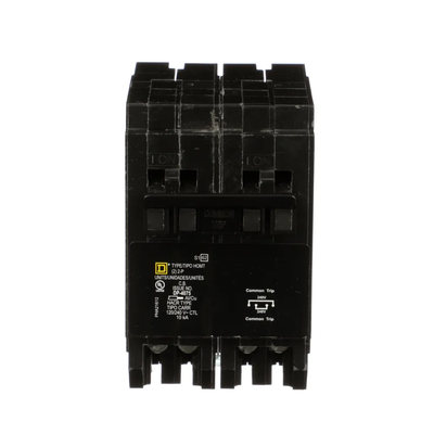 Square D Quad Tandem Mini Circuit Breaker, Homeline Series, 2 x 2-Pole 20A, 120/240VAC, 10kA, Plug-In Mount, UL Listed
