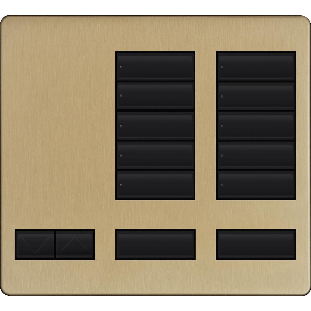 Lutron 10-button keypad faceplate in Brass Anodized Aluminum