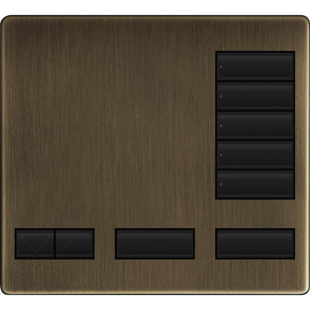 Lutron 5-button keypad faceplate in Antique Brass