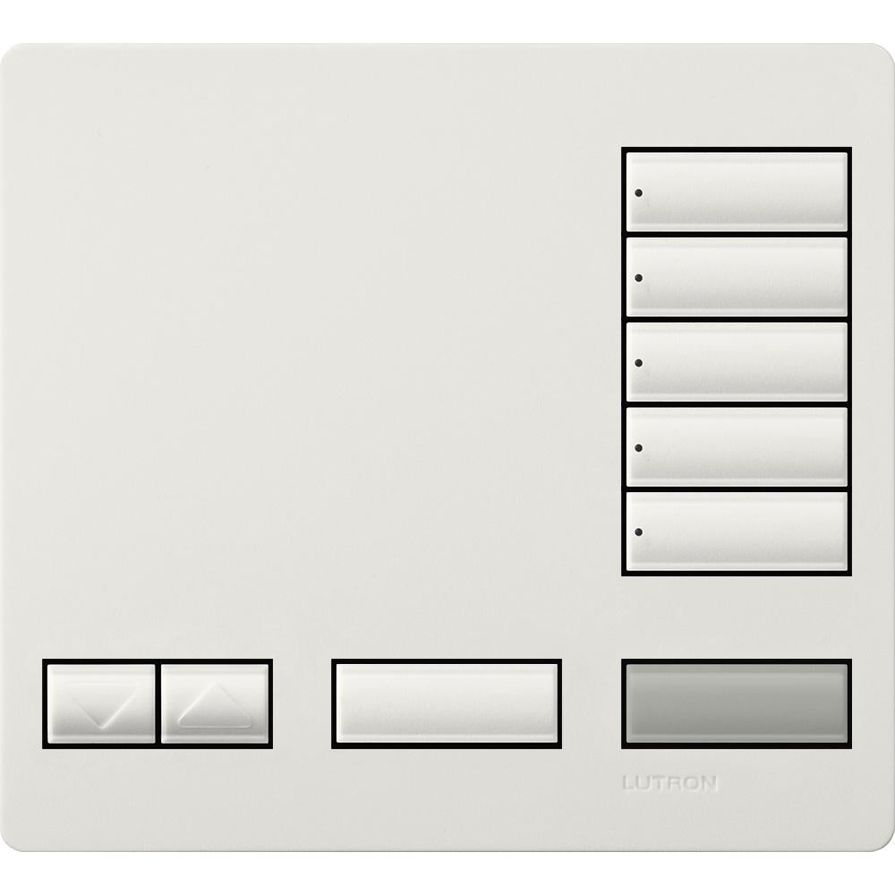 Lutron 5-button keypad faceplate in Snow White