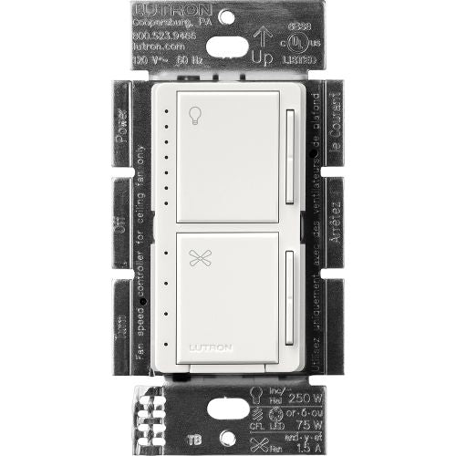Lutron Maestro LED+ dimmer switch in Snow White