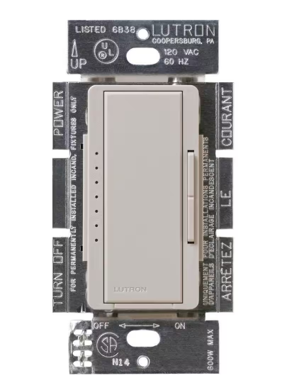 Lutron Maestro dimmer switch in Taupe