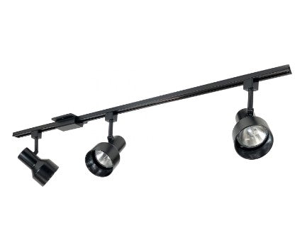 Nora Lighting NTL-150B 4-ft Track Pack with (3) Step Cylinder PAR30 Track Heads, Black