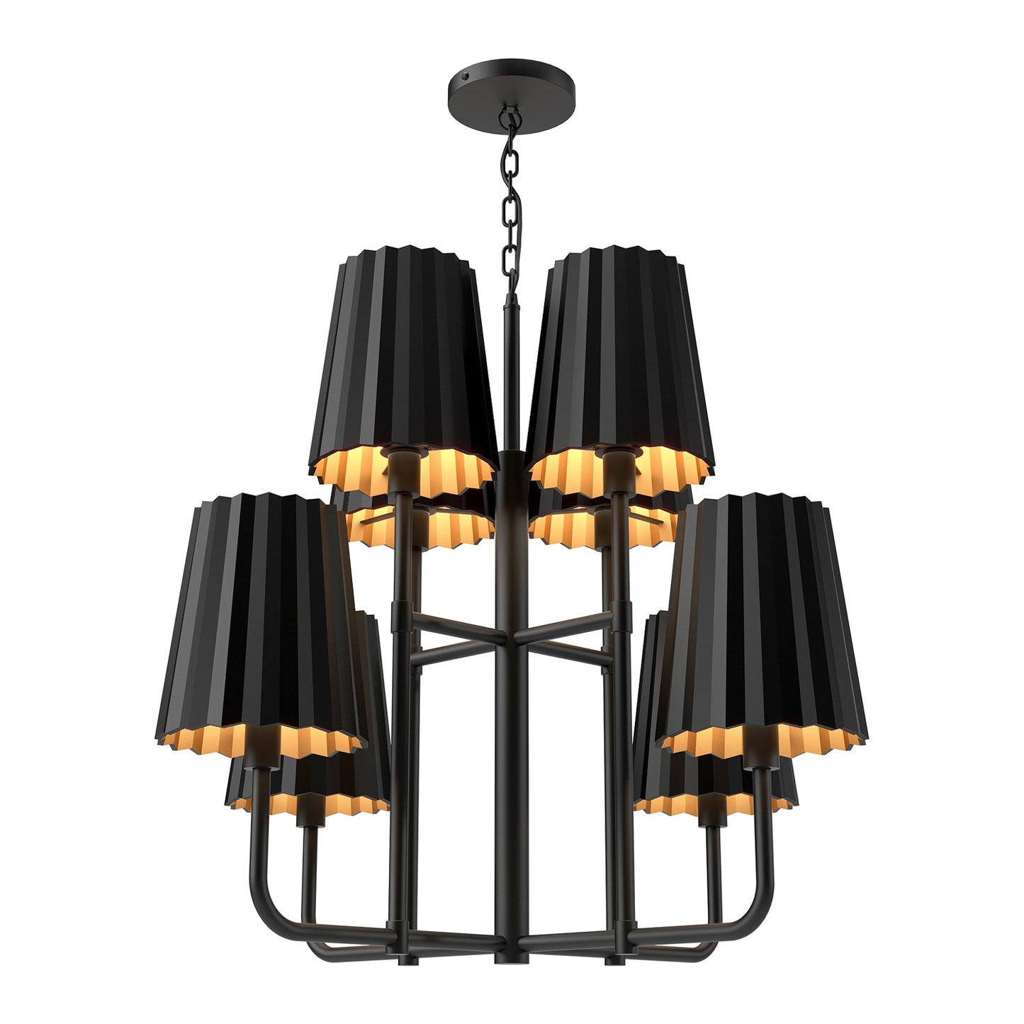 Alora Mood Plisse matte black chandelier CH528830MB