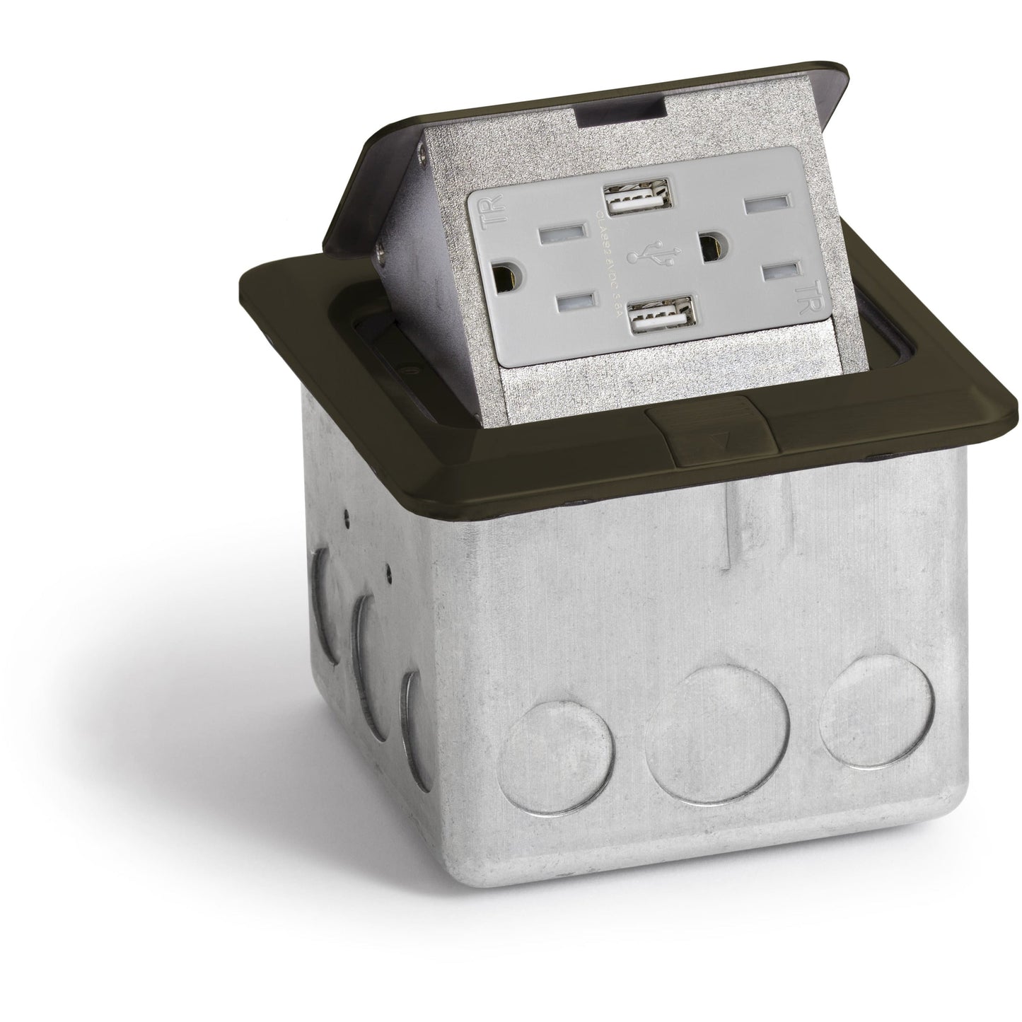 Lew Electric PUFP-SQ-DB-USB Dark Bronze floor box