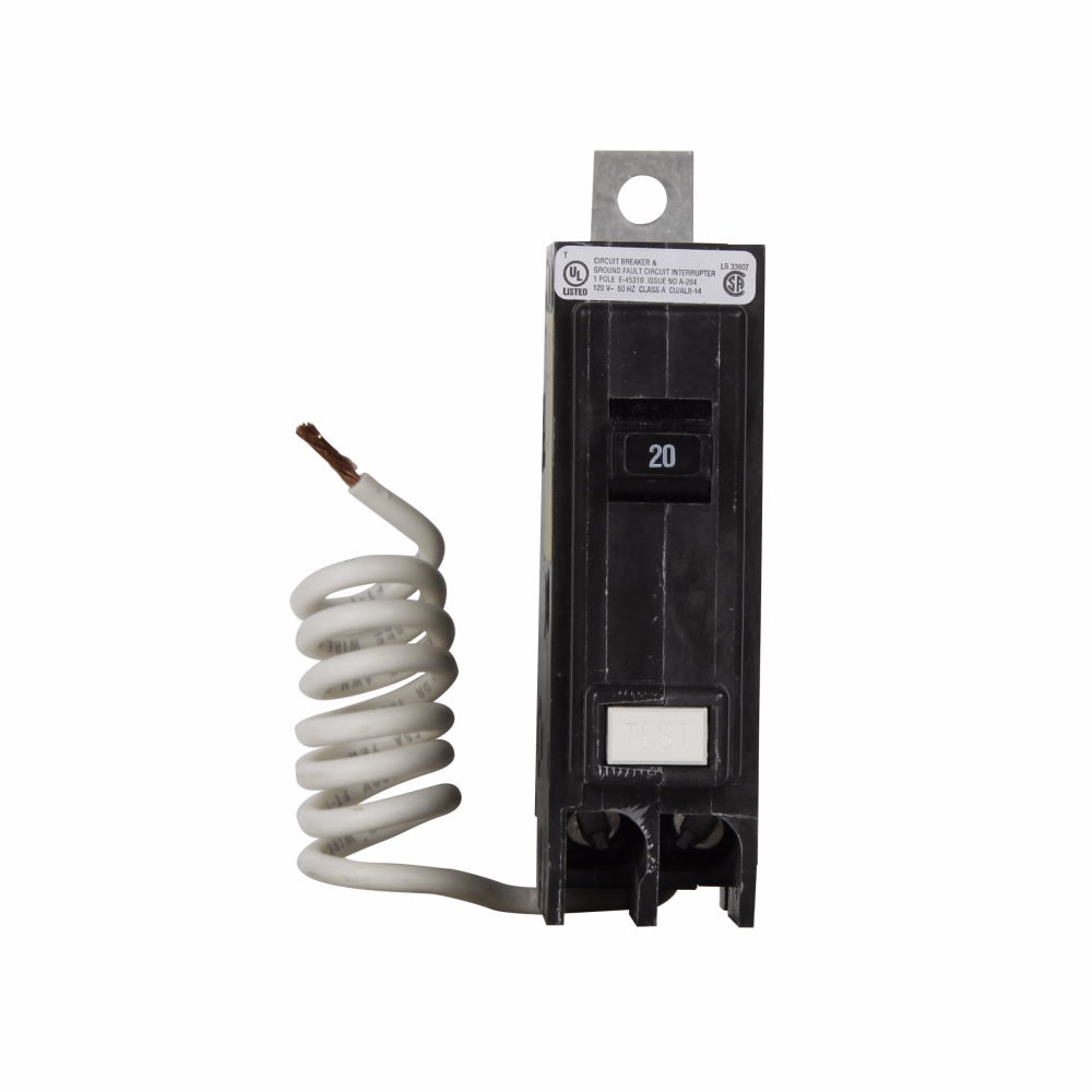 Cutler Hammer 20A 120/240V 1-Pole QB Series Bolt-On GFCI Circuit Breaker, 22 kAIC, Non-Interchangeable Trip, UL 489